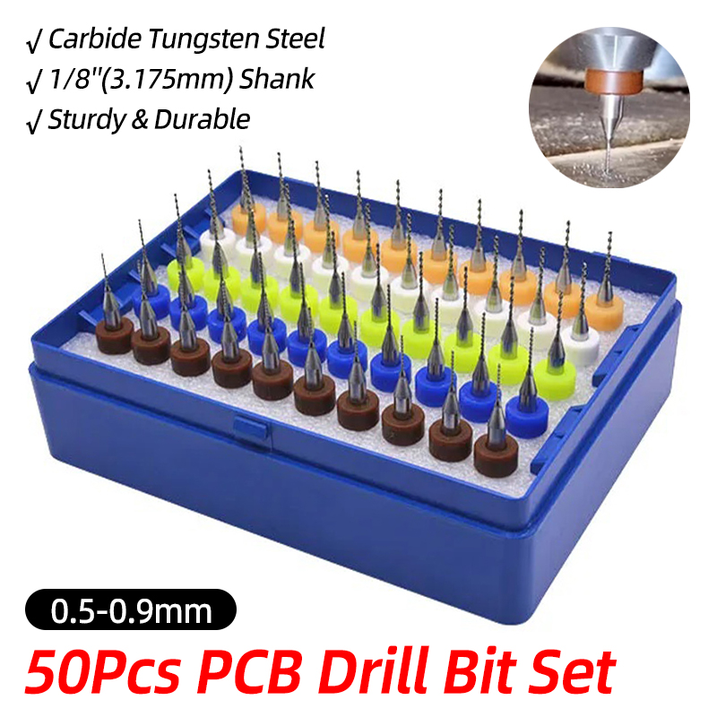 Pcb Micro Carbide Drill Bits 0.3-1.2Mm - Zestaw 50 szt. wierteł do PCB